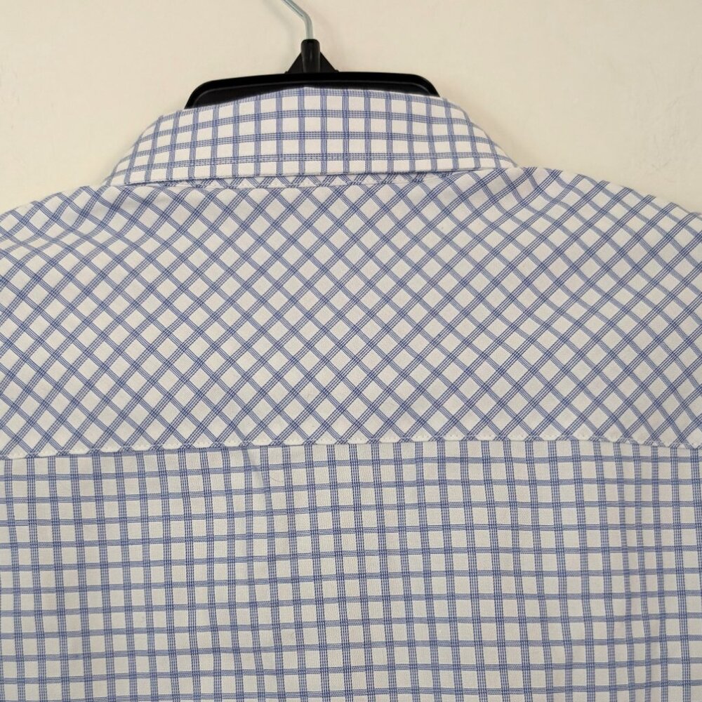 JOHNSTON & MURPHY Shirt Men's L XC4 Blue Plaid Extreme Comfort Long Sleeve - Picture 4 of 13